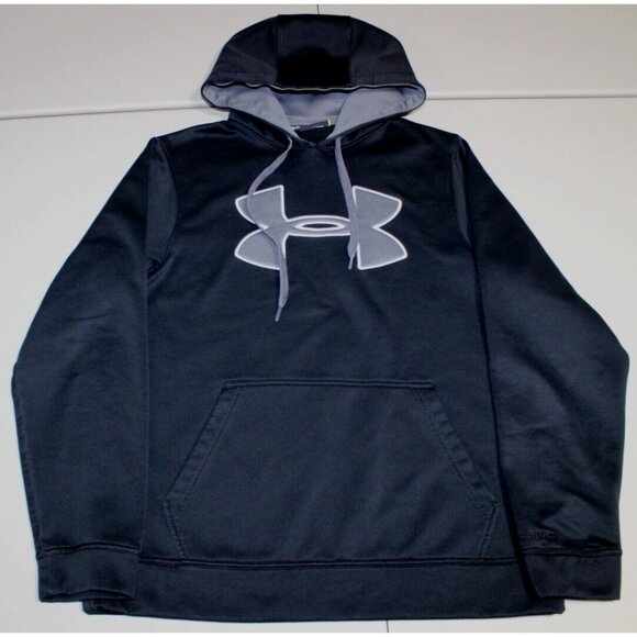 Mens Under Armour Storm Fleece Big Logo Hoodie Sweatshirt SM Small Black 1232720 - Picture 1 of 4